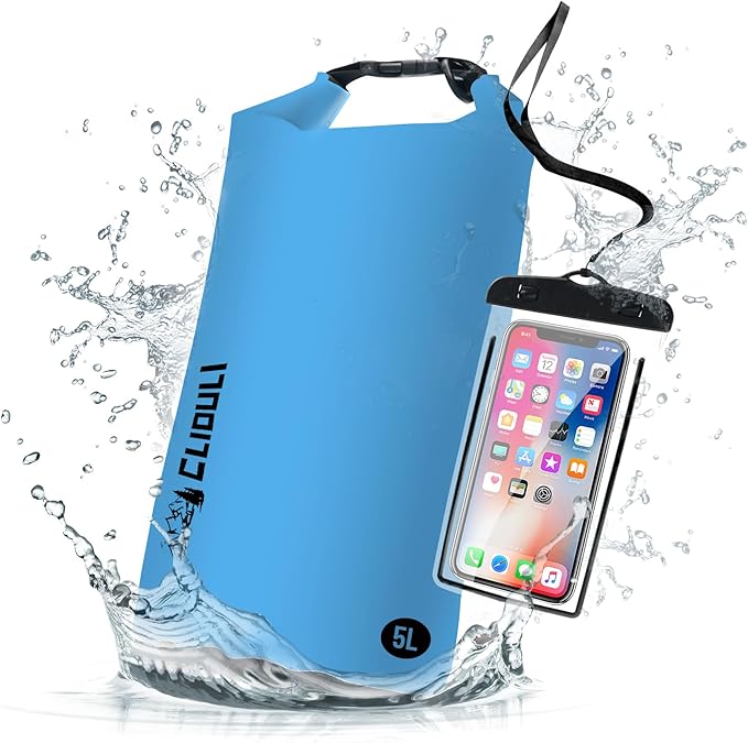 Waterproof Dry Bag, Roll Top Blue Small Waterproof Backpack by Cliduli