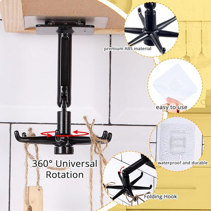 4 Pieces 360 Rotating Folding Hook Multi-purpose Hanging Utensil Holder Hook - Image 3