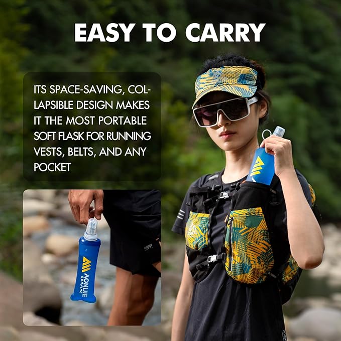 AONIJIE Running Water Bottle 2PCS 250ml/8.5oz Soft Flask TPU Collapsible Water - Image 4
