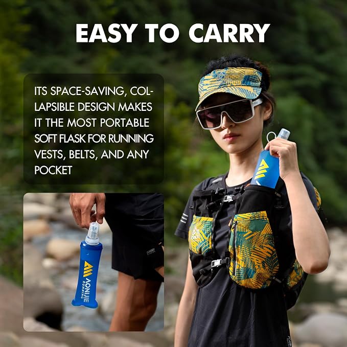 AONIJIE Running Water Bottle 2PCS 500ml/17oz Soft Flask TPU Collapsible Water - Image 4