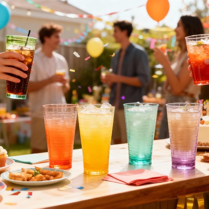 8-Piece Ombre Tumbler Set, 20oz Plastic Drinking Glasses, Shatterproof BPA-Free - Image 10