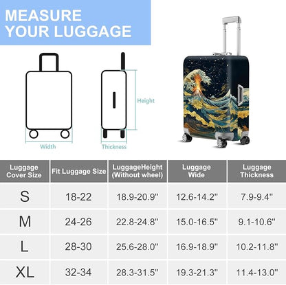 ANNA QUEEN Ocean Waves Travel Luggage Cover -Stretchable Airplane Suitcase - Image 7