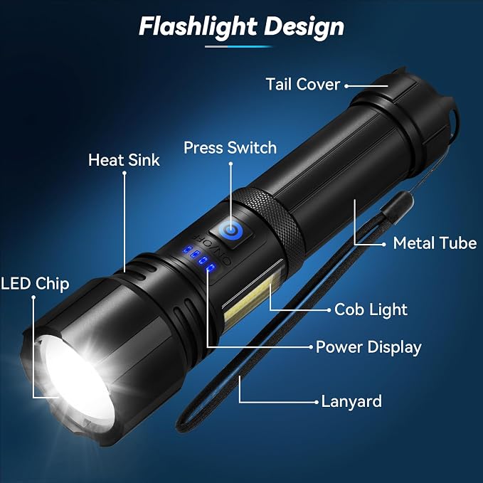 Flashlight Rechargeable Flashlights High Lumens, 000 LM Bright LED Flashlight - Image 8