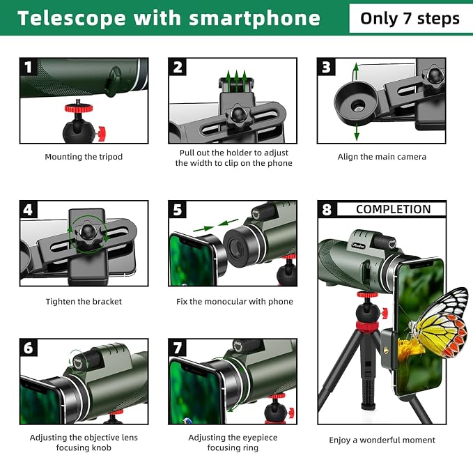 40X60 HD Monocular for Adults, Grade Compact Monocular Telescope - Image 7