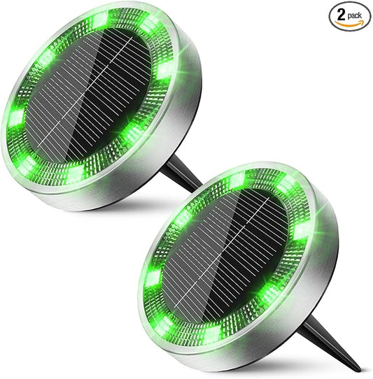 Peasur Mini Solar Ground Lights Outdoor, 2 Pack Flat Solar Powered Disc Lights by Peasur