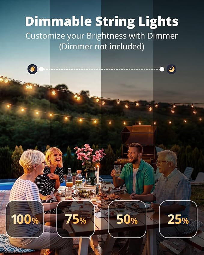 VIPAR Outdoor String Lights, 30FT 13 G40 Bulbs Patio Lights Outdoor Waterproof - Image 2