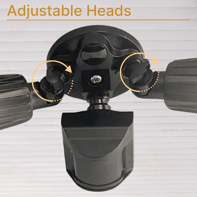 LED Black Motion Sensor 2-Light Bullet Flood Light- 3000K Adjustable Dual Head - Image 6