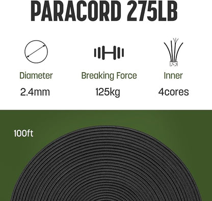 2.4mm Paracord 275LBS 100FT Rope Cord - Image 2