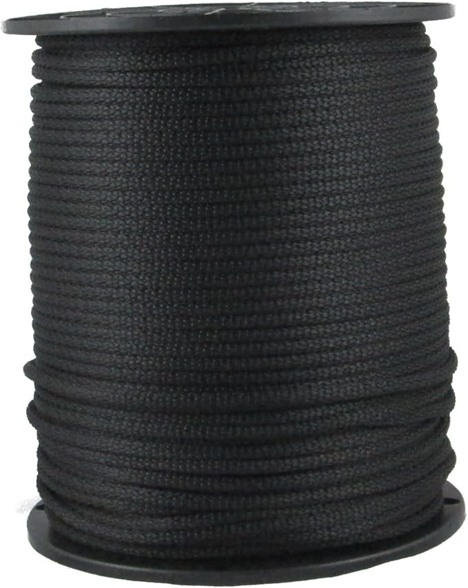 QNR 3/16" Black Polyester Rope, Solid Braid Dacron Utility Rope, 500 ft Spool by QualityNylonRope