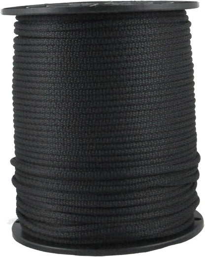 QNR 3/16" Black Polyester Rope, Solid Braid Dacron Utility Rope, 500 ft Spool by QualityNylonRope