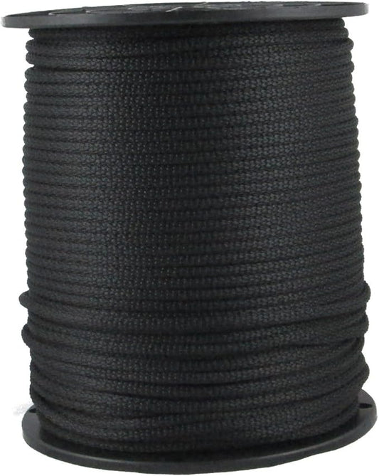 QNR 3/16" Black Polyester Rope, Solid Braid Dacron Utility Rope, 500 ft Spool by QualityNylonRope