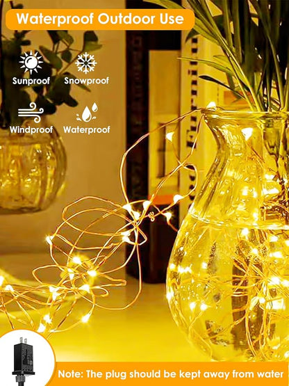 66Ft 200 LED Fairy Lights Plug in, Waterproof String Lights Outdoor & Indoor 8 - Image 2