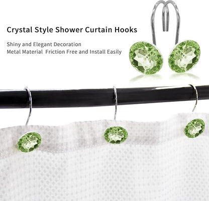 MitoVilla Sage Green Shower Curtain Hooks Rings, Metal Shower Hooks - Image 3