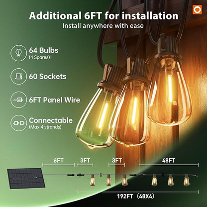 addlon 198FT Solar String Lights Outdoor - Image 6