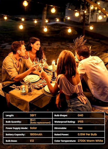 Brightown 38FT Solar String Lights Outdoor - Image 6