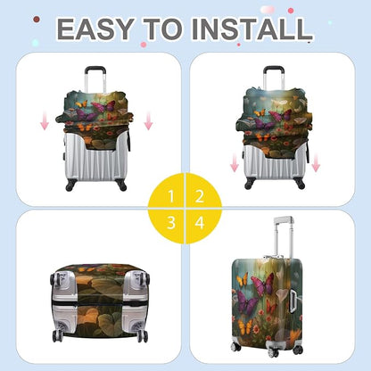 ANNA QUEEN Butterfly Garden Luggage Cover, Colorful Butterfly and Flower - Image 6