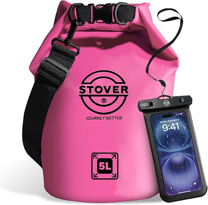 STOVER 5/10/25/30/40/55L Waterproof Dry Bag- Roll-Top Backpack w/Phone Case- by STOVER