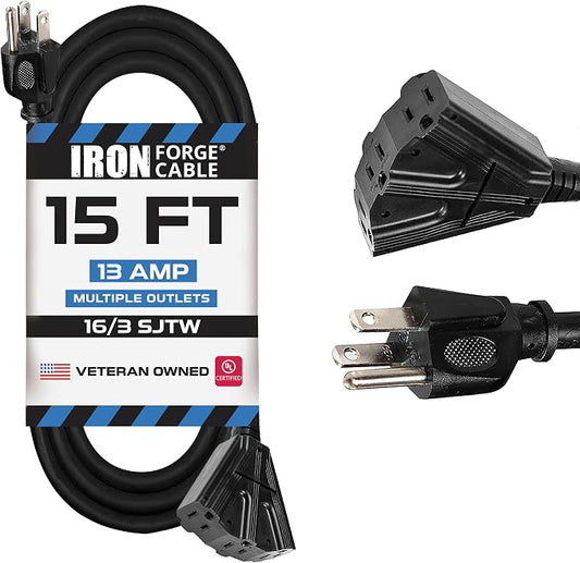 Iron Forge Cable 15 Ft Black Extension Cord by IronForgeCable