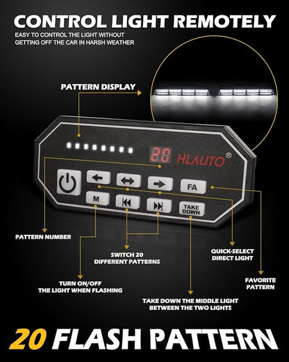 HLauto 604N Emergency Dash Strobe Lights: 2x16.8 inch White Security Light - Image 5