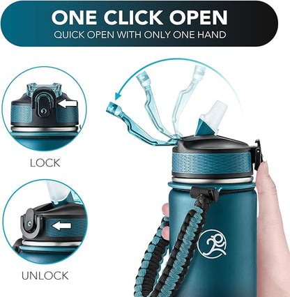 GOSWAG Insulated Sports Water Bottle, 24oz 2 Lids, Stainless Steel Water Bottles - Image 5