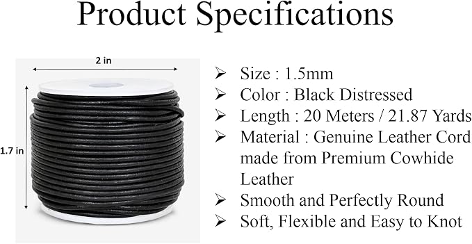 GENIQUE Real/Genuine Round Leather String Cord - Image 3
