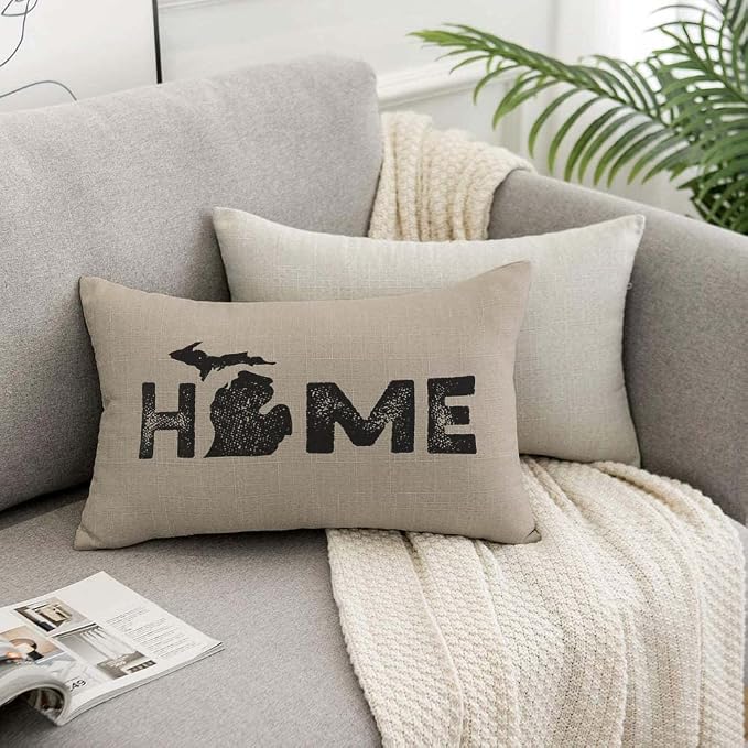 TKS MITLAN Michigan Home State Pillow Covers 12 x 20 Inch Map Home America - Image 7
