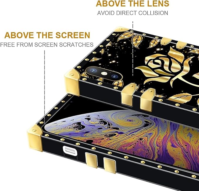 Compatible with iPhone XR Case, Shine Gold Rose Luxury Golden Decoration - Image 7