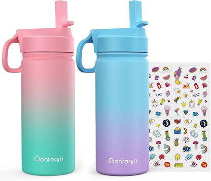 Kids Water Bottle, insulated Stainless Steel Straw Cup by Gonfoam