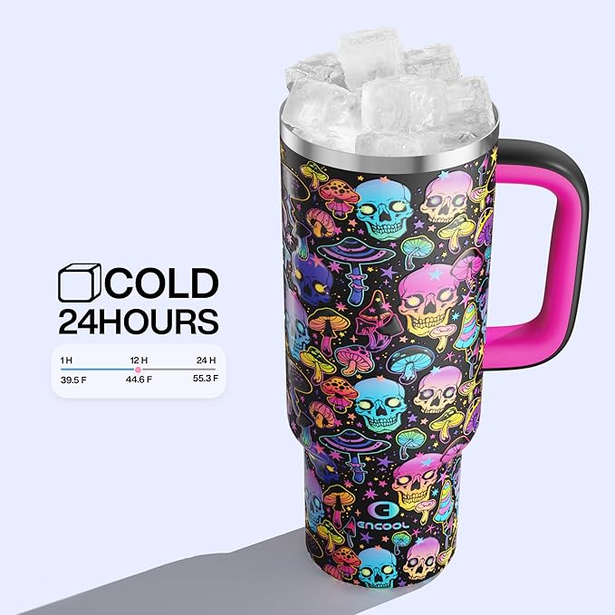 ENCOOL 40 oz Tumbler with Handle and Straw: Stainless Steel Insulated Tumbler - Image 5