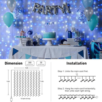 JMEXSUSS 300LED Christmas Curtain Lights Plug in - Image 6