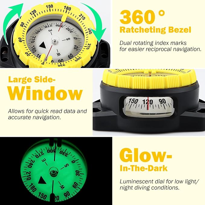 Scuba Dive Compass, Waterproof 5ATM Marine Navigation Wrist Compass - Image 3