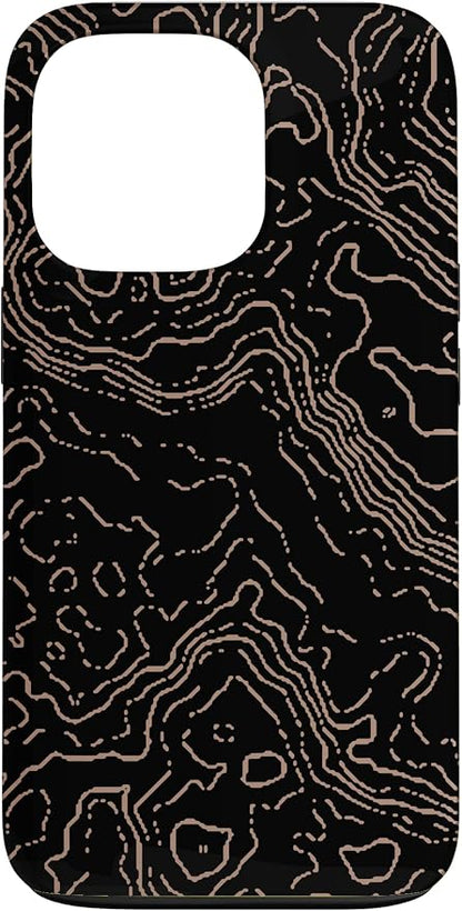 Topography Black & Brown Abstract Pattern Topographic Map Case by Unknown