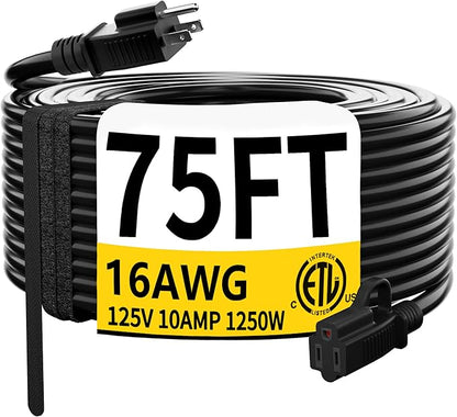 HUANCHAIN Black Outdoor Extension Cord 75 FT Waterproof, Flexible 16/3 Gauge by huanchain