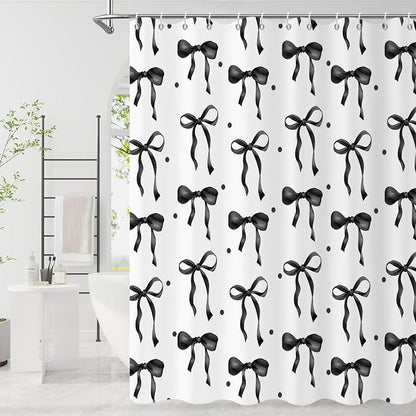 Black Bow Shower Curtain by Caheansi