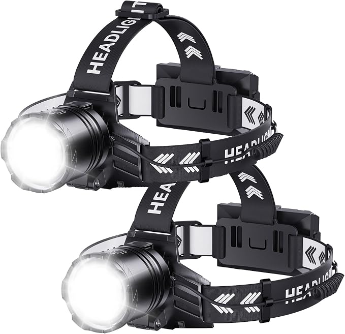 Super Bright Headlamp 2-Pack, Rechargeable 99000 Lumens Head Lamps by HeadlampRechargeable