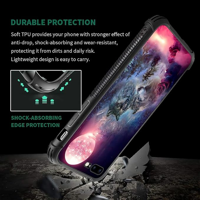 for iPhone 7 Plus/8 Plus Case, Star Two Wolfs Howling Pattern Graphic Design - Image 3