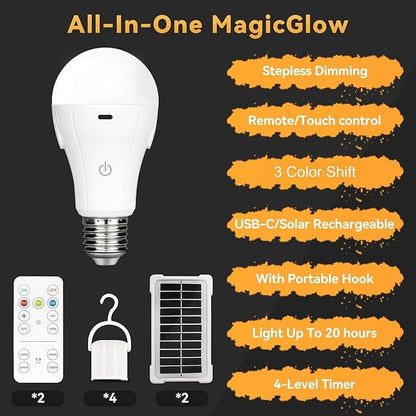 Neporal MagicGlow Rechargeable Solar Light Bulbs - Image 2