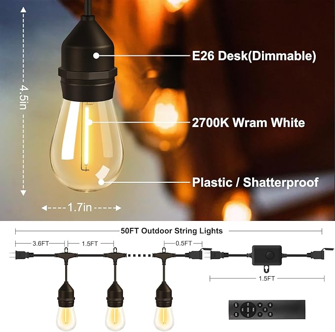 50FT Outdoor String Lights - Image 8