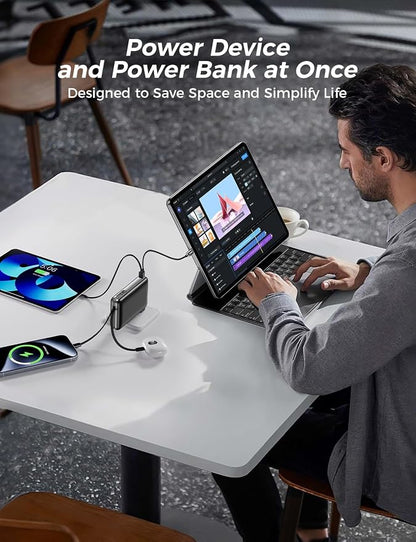 Portable Charger with Built-in Cables & Wall Plug, 10000mAh Power Bank - Image 5