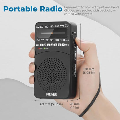 PRUNUS NOAA Weather Radio AM FM, Battery Powered Radio by AA, Transistor Radios - Image 4