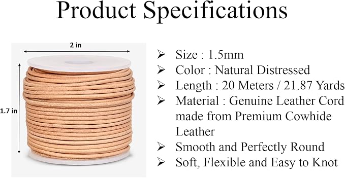GENIQUE Real/Genuine Round Leather String Cord - Image 3