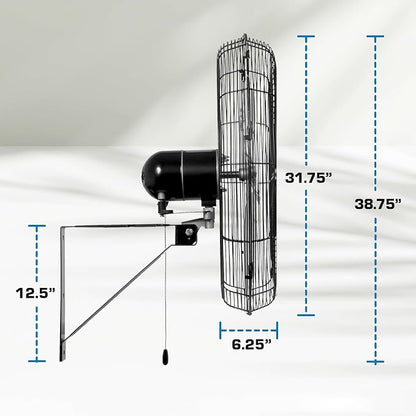 Hurricane 30" Pro Commercial Grade Oscillating Wall Mount Fan, or Workshop - Image 3