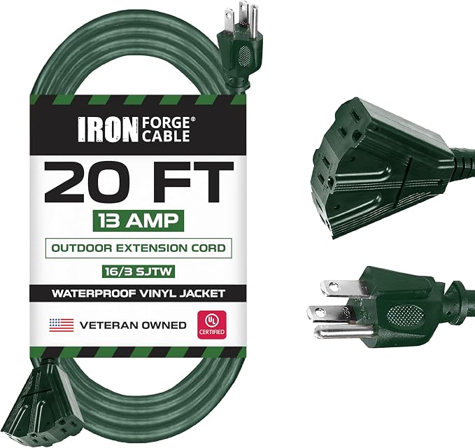 Iron Forge Cable 20ft Green Outdoor Extension Cord by IronForgeCable