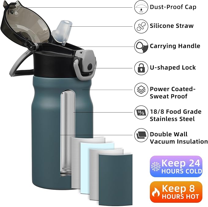 BJPKPK Insulated Water Bottle 14oz Stainless Steel Water Bottles - Image 2