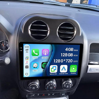 4+128G Radio for Jeep Compass Patriot 2010-2016, 10.1" Touch Screen Radio Kit by Roinvou