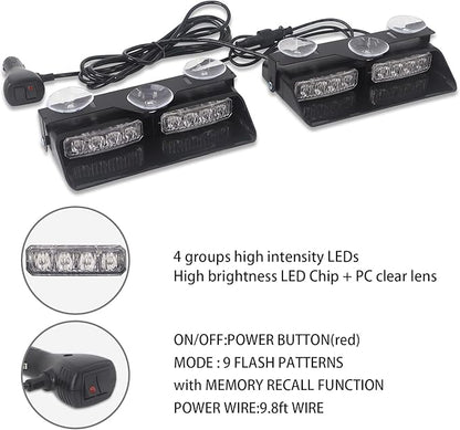 XRIDONSEN 2 in 1 Blue White Emergency Dash Strobe Lights Interior Front/Rear - Image 5