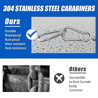 Large Carabiner Clip Hooks, 304 Stainless Steel Spring Snap Hook Fits Camping - Image 2
