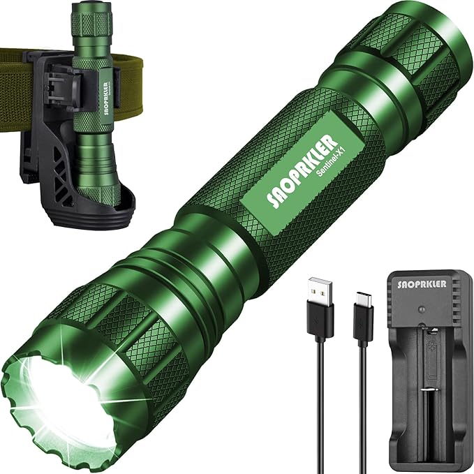 SAOPRKLER Tactical Flashlight 1200 High Lumen Duty Belt Flashlight by SAOPRKLER
