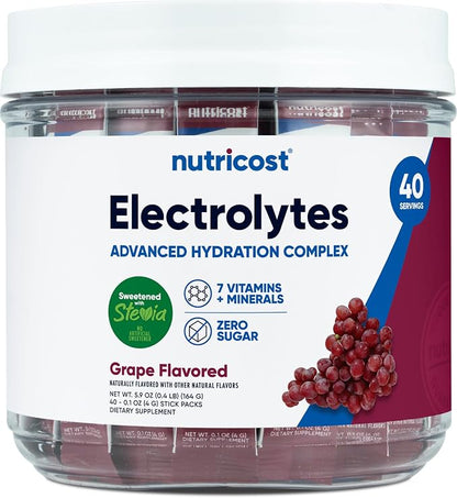 Nutricost Electrolytes Complex, Grape Flavored, 40 Stickpacks by Nutricost
