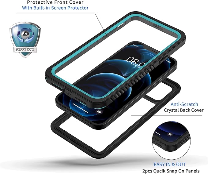 Lanhiem for iPhone 12 Case, Waterproof Dustproof Shockproof Case - Image 3